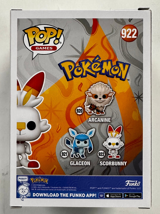Funko Pop! Games Scorbunny #922 Fire Pokemon 2023 Starter Generation VIII - for just $13! 