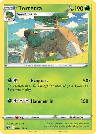 Torterra 008/172 - SWSH09 Brilliant Stars Holofoil - for just $0.15! 