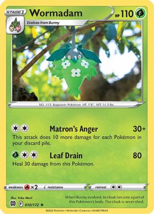 Wormadam 010/172 - SWSH09 Brilliant Stars Reverse Holofoil - for just $0.15! 