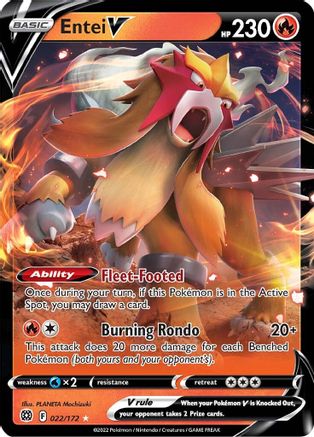 Entei V 022/172 - SWSH09 Brilliant Stars Holofoil - for just $0.70! 