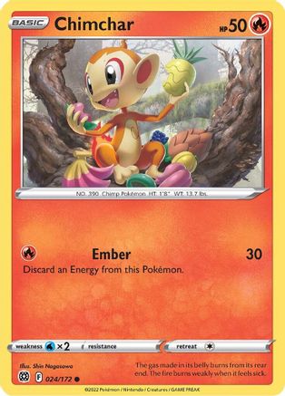 Chimchar 024/172 - SWSH09 Brilliant Stars - for just $0.05! 