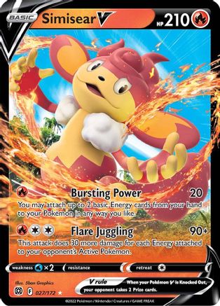 Simisear V 027/172 - SWSH09 Brilliant Stars Holofoil - for just $0.48! 