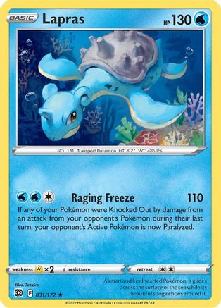 Lapras 031/172 - SWSH09 Brilliant Stars Reverse Holofoil - for just $0.18! 