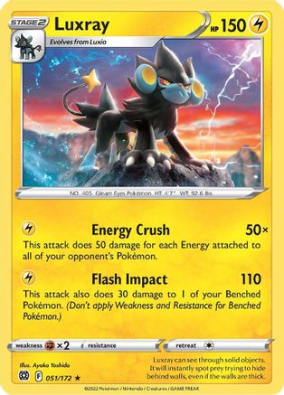 Luxray 051/172 - SWSH09 Brilliant Stars Reverse Holofoil - for just $0.12! 