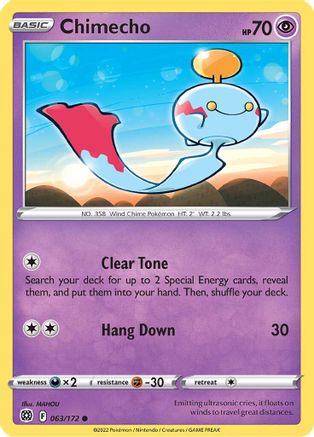 Chimecho 063/172 - SWSH09 Brilliant Stars Reverse Holofoil - for just $0.08! 