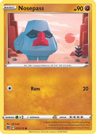 Nosepass 073/172 - SWSH09 Brilliant Stars Reverse Holofoil - for just $0.05! 