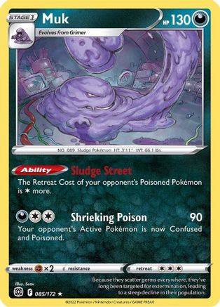 Muk 085/172 - SWSH09 Brilliant Stars Reverse Holofoil - for just $0.13! 