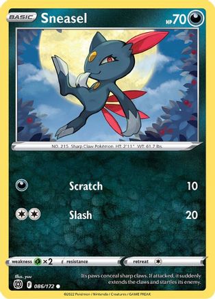 Sneasel 086/172 - SWSH09 Brilliant Stars Reverse Holofoil - for just $0.08! 
