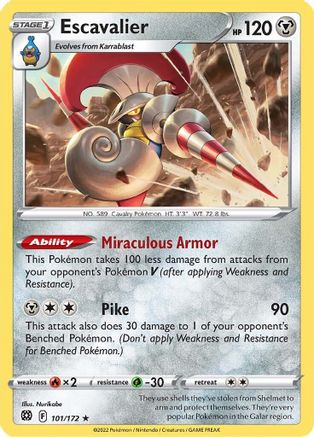 Escavalier 101/172 - SWSH09 Brilliant Stars Reverse Holofoil - for just $0.07! 