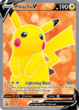 Pikachu V (Full Art) 157/172 - SWSH09 Brilliant Stars Holofoil - for just $4.90! 