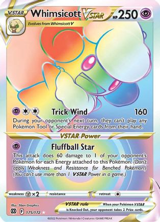 Whimsicott VSTAR (Secret) 175/172 - SWSH09 Brilliant Stars Holofoil - for just $3.36! 