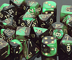 Gemini 4 Polyhedral Black-Green w/gold 7 Die Set - Just $10! Shop now at Retro Gaming of Denver