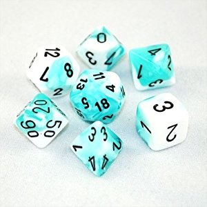 Gemini 4 Polyhedral White-Teal/Black 7-Die Set - Just $10! Shop now at Retro Gaming of Denver