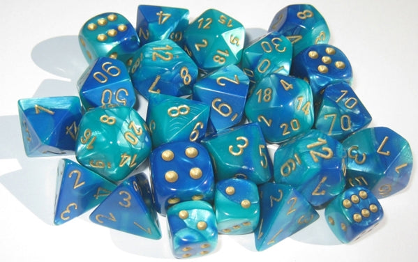 Gemini 7 Polyhedral Blue/Teal/Gold 7-Die Set - Just $10! Shop now at Retro Gaming of Denver