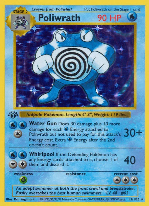 Poliwrath (13/102) (Shadowless) [Base Set 1st Edition] - for just $199.60! 