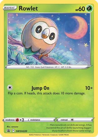 Rowlet SWSH220/307 - SWSH Sword & Shield Promo Cards Holofoil - for just $0.26! 
