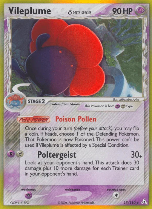 Vileplume (17/110) (Delta Species) [EX: Holon Phantoms] - for just $11.10! 
