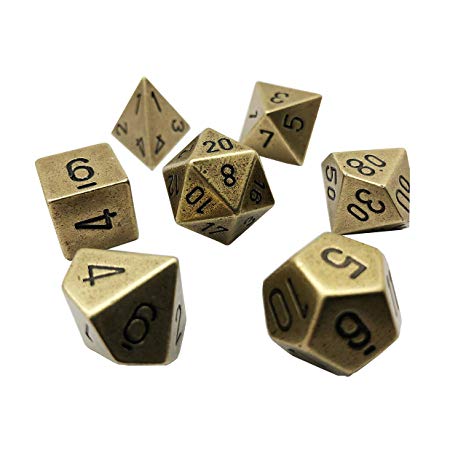 Old Brass Color Solid Metal Poly 7-Die Set - Just $34.99! Shop now at Retro Gaming of Denver