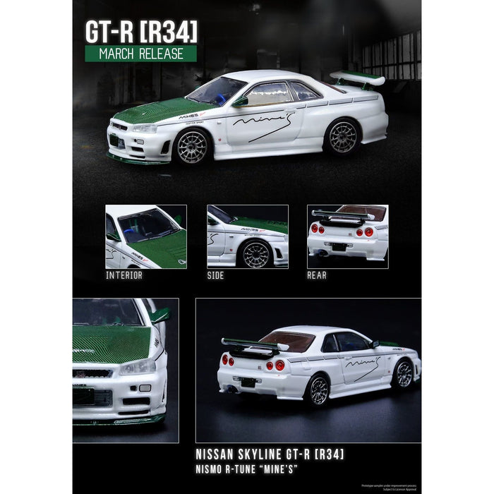 Inno64 Nissan Skyline GTR (R34) R-Tune Tuned by "MINE'S with Green Carbon 1:64 - Just $25.99! Shop now at Retro Gaming of Denver