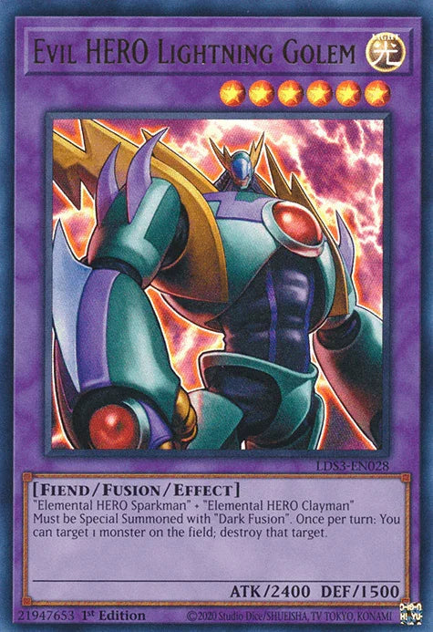 Evil HERO Lightning Golem [LDS3-EN028] Ultra Rare - for just $0.10! 