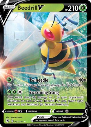 Beedrill V 001/189 - SWSH10 Astral Radiance Holofoil - for just $0.50! 