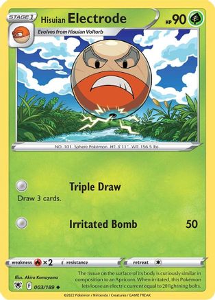Hisuian Electrode 003/189 - SWSH10 Astral Radiance Reverse Holofoil - for just $0.13! 