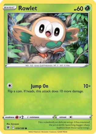 Rowlet 019/189 - SWSH10 Astral Radiance Reverse Holofoil - for just $0.07! 