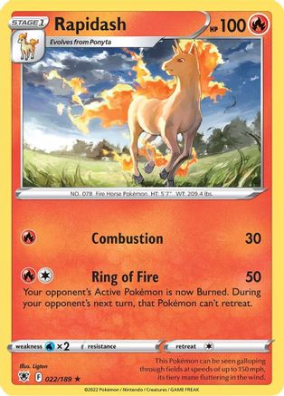 Rapidash 022/189 - SWSH10 Astral Radiance - for just $0.08! 