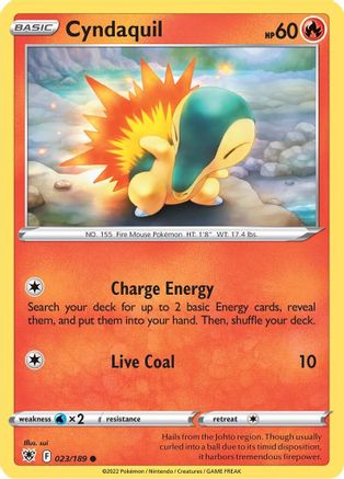 Cyndaquil 023/189 - SWSH10 Astral Radiance Reverse Holofoil - for just $0.13! 