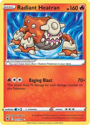 Radiant Heatran 027/189 - SWSH10 Astral Radiance Holofoil - for just $0.35! 