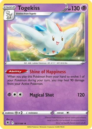 Togekiss 057/189 - SWSH10 Astral Radiance Holofoil - for just $0.10! 