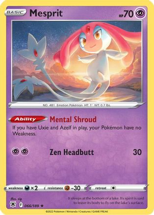 Mesprit 066/189 - SWSH10 Astral Radiance Reverse Holofoil - for just $0.13! 