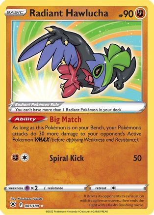 Radiant Hawlucha 081/189 - SWSH10 Astral Radiance Holofoil - for just $0.35! 