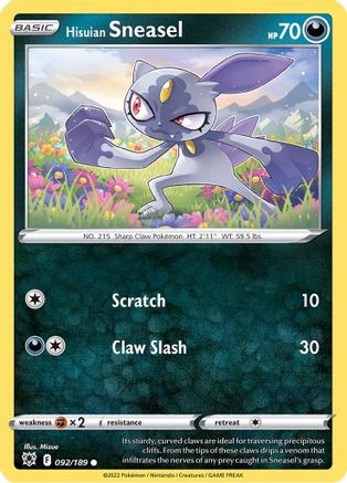 Hisuian Sneasel 092/189 - SWSH10 Astral Radiance - for just $0.08! 