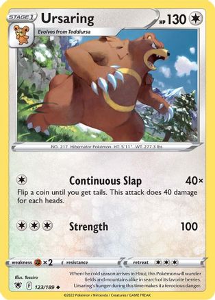 Ursaring 123/189 - SWSH10 Astral Radiance Reverse Holofoil - for just $0.10! 