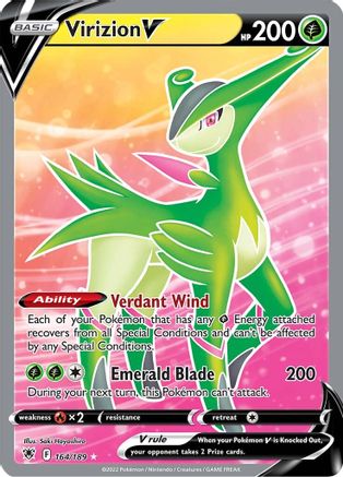 Virizion V (Full Art) 164/189 - SWSH10 Astral Radiance Holofoil - for just $1.24! 