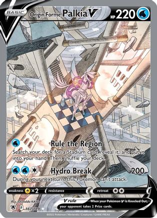 Origin Forme Palkia V (Alternate Full Art) 167/189 - SWSH10 Astral Radiance Holofoil - for just $40.51! 