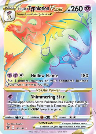 Hisuian Typhlosion VSTAR (Secret) 193/189 - SWSH10 Astral Radiance Holofoil - for just $6.49! 