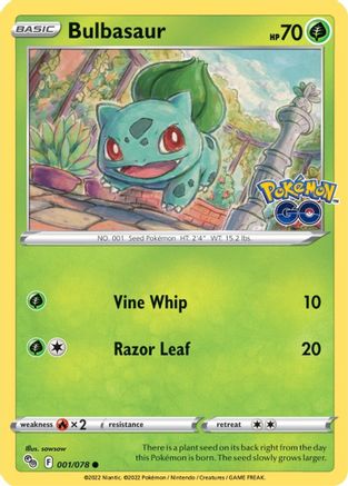 Bulbasaur 001/078 - Pokemon GO Reverse Holofoil - for just $0.20! 