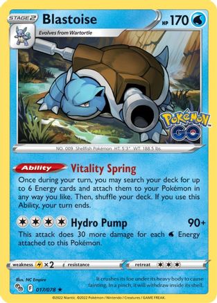 Blastoise 017/078 - Pokemon GO Reverse Holofoil - for just $0.80! 