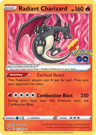 Radiant Charizard 011/078 - Pokemon GO Holofoil - for just $8.46! 