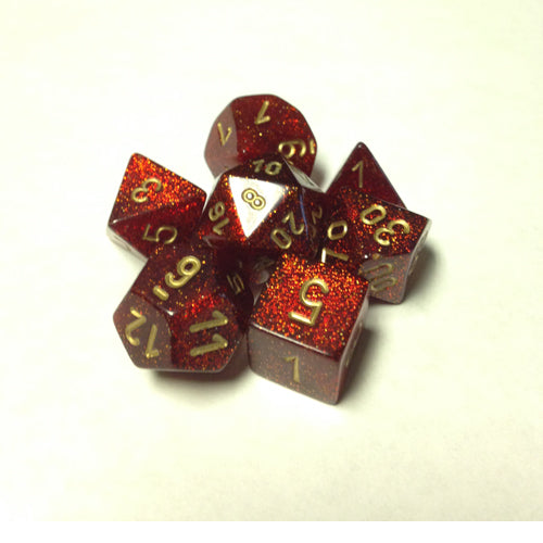 Glitter Polyhedral Ruby/Gold 7-Die Set - Just $10! Shop now at Retro Gaming of Denver