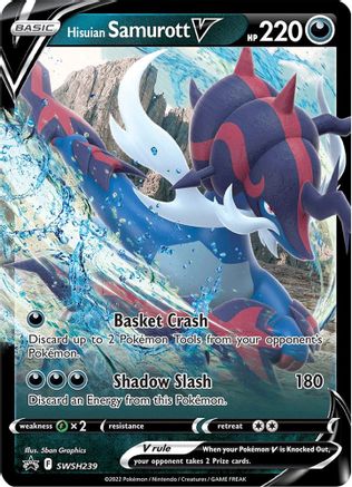 Hisuian Samurott V SWSH239/307 - SWSH Sword & Shield Promo Cards Holofoil - for just $0.19! 