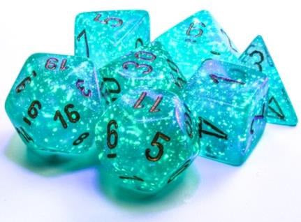 Borealis Polyhedral Teal/Gold Luminary 7-Die Set - Just $10! Shop now at Retro Gaming of Denver