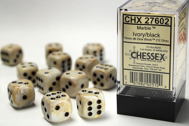 Chessex: D6 Marble Dice sets- 16mm - for just $11.98! 