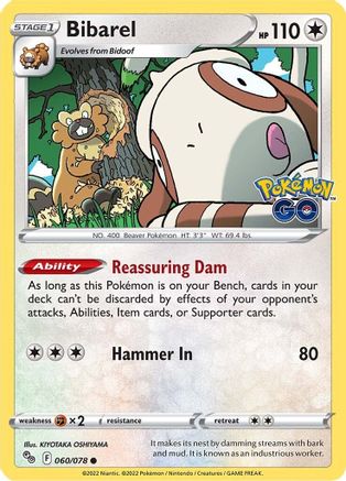 Bibarel 060/078 - Pokemon GO Reverse Holofoil - for just $0.10! 