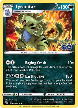 Tyranitar 043/078 - Pokemon GO Holofoil - for just $0.17! 