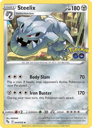 Steelix 044/078 - Pokemon GO Reverse Holofoil - for just $0.18! 