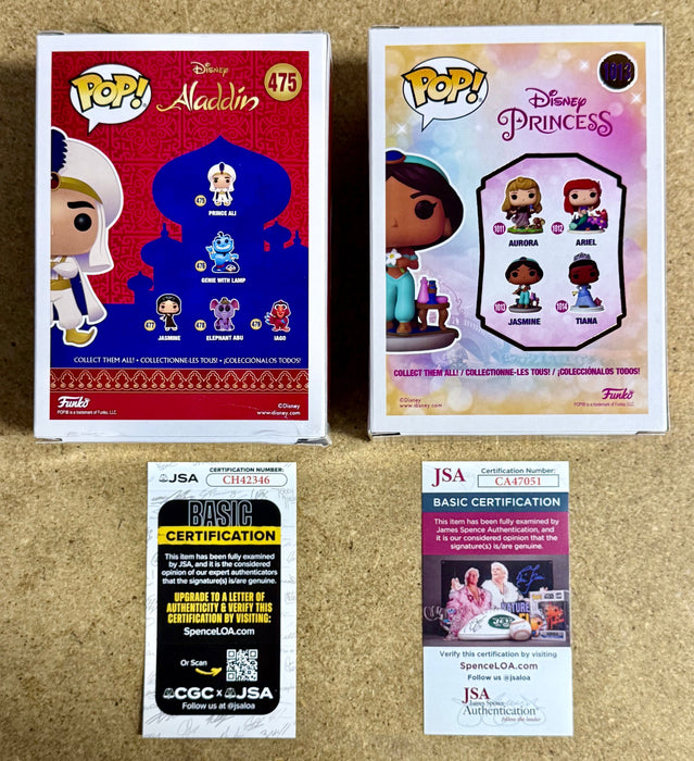 Linda Larkin & Scott Weinger Signed Disney Aladdin (Prince Ali) & Princess Jasmine Funko Pop! With JSA COA - for just $200! 