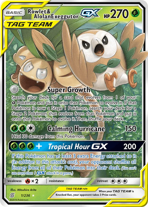Rowlet & Alolan Exeggutor GX (1/236) [Sun & Moon: Unified Minds] - for just $6.70! 
